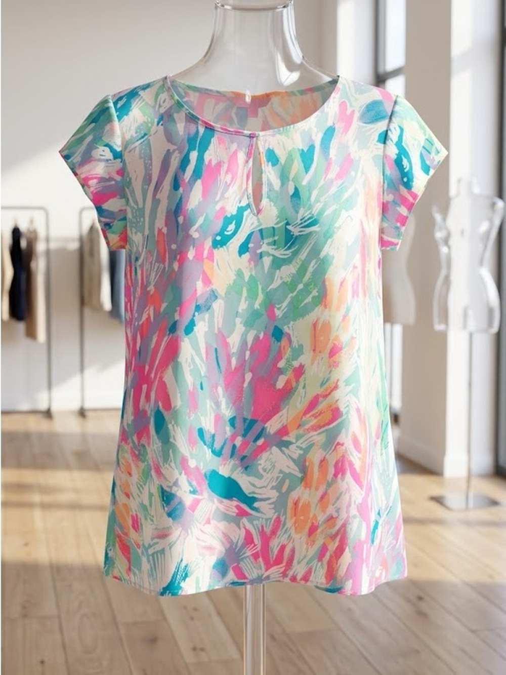 Lilly Pulitzer Chiffon Keyhole Blouse - Medium